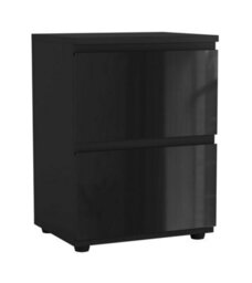 Urbn-Living Urbnliving 49Cm Height Black Gloss 2 Drawer High Wooden Bedside Cabinet No Handle Drawer Storage - thumbnail 4