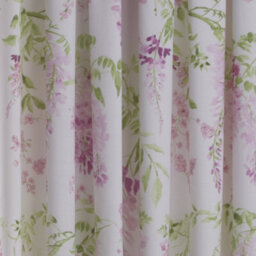 Dreams & Drapes Wisteria Floral Print Pair Of Pink Pencil Pleat Curtains With Tie-Backs - thumbnail 4