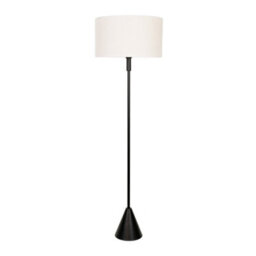Valuelights Mitch Natural Linen White Trim Lamp Shade Black Triangle Floor Lamp & Bulb - thumbnail 2