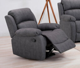 Furnishings For Less UK Alaska Grey Suede Fabric 3 Piece Sofa Suite Manual Reclining Armchairs + Static 3 Seater Seater Sofa High Back - thumbnail 3