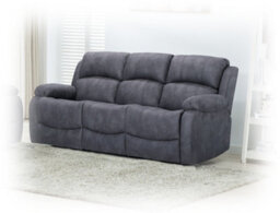 Furnishings For Less UK Alaska Grey Suede Fabric 3 Piece Sofa Suite Manual Reclining Armchairs + Static 3 Seater Seater Sofa High Back - thumbnail 2