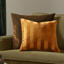 Paoletti Regency Stripe Velvet Polyester Filled Cushion, Antique Gold, 45 X 45Cm - thumbnail 1