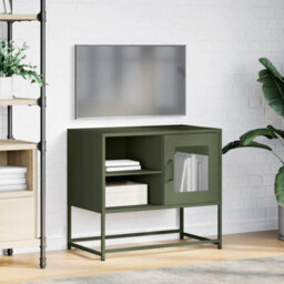 Berkfield Industrial Tv Cabinet Olive Green 68X39X60.5 Cm Steel - thumbnail 4