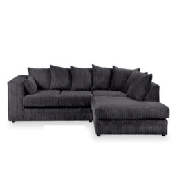 Byron Right Hand Black Jumbo Cord Corner Sofa