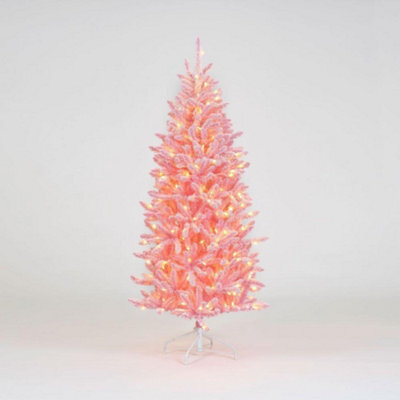 Snowtime Artificial 5Ft Warm White Pre-Lit Light Pink Christmas Tree - image 1