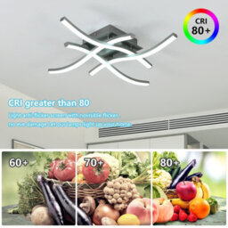 Pheashine Brushed Grey 4 Arm Curved Led Ceiling Light 24W 6500K Cool White 45X45X8Cm 220-240V - thumbnail 4