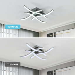 Pheashine Brushed Grey 4 Arm Curved Led Ceiling Light 24W 6500K Cool White 45X45X8Cm 220-240V - thumbnail 3