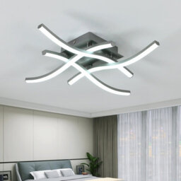 Pheashine Brushed Grey 4 Arm Curved Led Ceiling Light 24W 6500K Cool White 45X45X8Cm 220-240V - thumbnail 1