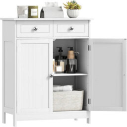 Bathroom Storage Cabinet 75X60Cm White Freestanding - thumbnail 1