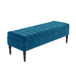 Safar 120Cm Ottoman Storage Bench - Plush Velvet Shoe Bench - Emerald Green Lined Upholstery Storage Footstool - thumbnail 4