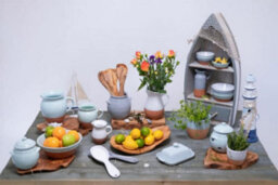 Verano Spanish Ceramics Rustic Pastel Half Dipped Terracotta Kitchen Set Of 4 Conical Cups Pale Green 9Cm - thumbnail 3