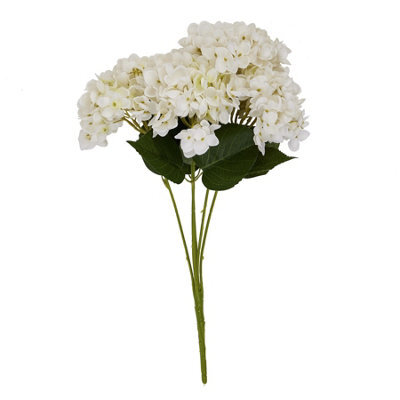Wyld Haus Set Of 3 White Artificial Hydrangea Bunches, 47Cm Faux Flowers - image 1