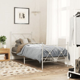 Berkfield Metal Bed Frame Without Mattress With Footboard White 80X200Cm - thumbnail 1
