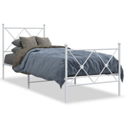 Berkfield Metal Bed Frame Without Mattress With Footboard White 80X200Cm - thumbnail 2
