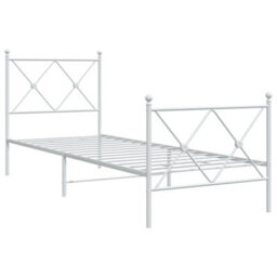 Berkfield Metal Bed Frame Without Mattress With Footboard White 80X200Cm - thumbnail 3