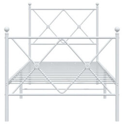 Berkfield Metal Bed Frame Without Mattress With Footboard White 80X200Cm - thumbnail 4