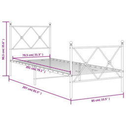 Berkfield Metal Bed Frame Without Mattress With Footboard White 80X200Cm - thumbnail 8