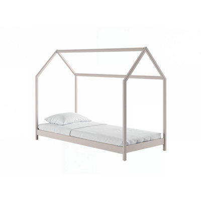 Arte Wooden Single House Bed Lucky Cashmere - Soft Neutral House-Shaped Bed With Slats For Stylish Bedrooms - image 1