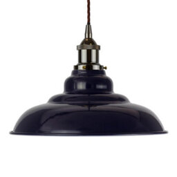 Navy Blue St Edmund's Painted Dome Pendant Light With Black Nickel Lamp Holder And Brown Twisted Cable - Se Home - thumbnail 1