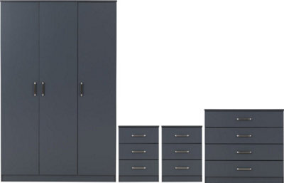 Seconique Dakota 3 Door Wardrobe Bedroom Set Grey - image 1