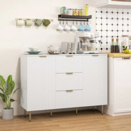Sideboard Buffet Cabinet W/ 3 Drawers And Adjustable Shelves - thumbnail 6