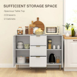 Sideboard Buffet Cabinet W/ 3 Drawers And Adjustable Shelves - thumbnail 4