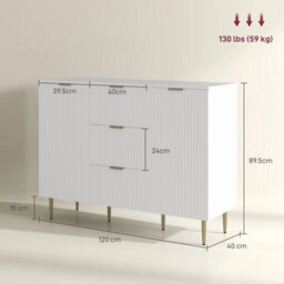 Sideboard Buffet Cabinet W/ 3 Drawers And Adjustable Shelves - thumbnail 2