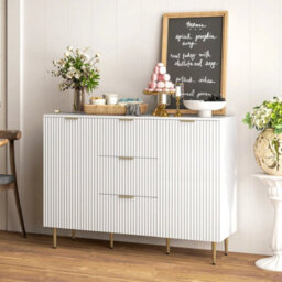 Sideboard Buffet Cabinet W/ 3 Drawers And Adjustable Shelves - thumbnail 3