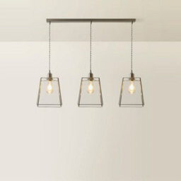 Valuelights Susie Glass Lantern Lamp Shade 3 Drop Brushed Chrome Diner Ceiling Pendant Light - thumbnail 3