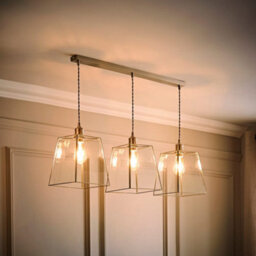 Valuelights Susie Glass Lantern Lamp Shade 3 Drop Brushed Chrome Diner Ceiling Pendant Light - thumbnail 2