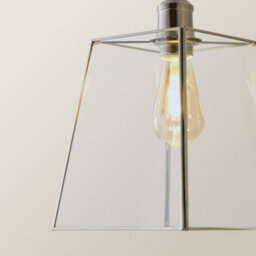 Valuelights Susie Glass Lantern Lamp Shade 3 Drop Brushed Chrome Diner Ceiling Pendant Light - thumbnail 4