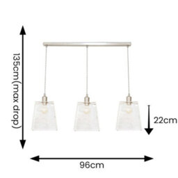 Valuelights Susie Glass Lantern Lamp Shade 3 Drop Brushed Chrome Diner Ceiling Pendant Light - thumbnail 7