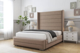"Sloomy Sterling Mink Plush Bed Frame With Mattress With 50""  Upholstered Wingback Headboard 5' King" - thumbnail 2