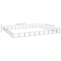 Berkfield Durable Dog Kennel Black 90 M2 Steel - thumbnail 6