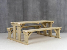 Arbor Garden Solutions Abies Wooden Picnic Bench And Table Set, Rounded Outdoor Dining Set (5Ft, Natural Finish) - thumbnail 2