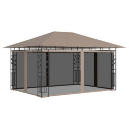 Walplus Gazebo With Mosquito Net 4X3X2.73 M Taupe 180 G/ma - thumbnail 1