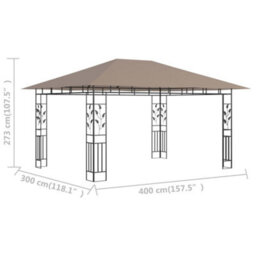 Walplus Gazebo With Mosquito Net 4X3X2.73 M Taupe 180 G/ma - thumbnail 6