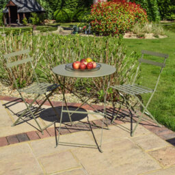 BPS Access Solutions Bps Deluxe Garden Bistro Set - Round Table (Olive Green)