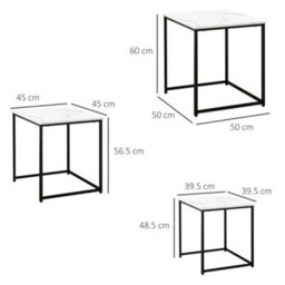 Wyld Haus Rekaco Marble-Effect 3-Piece Nesting Tables Set - Hairpin Legs, White & Black - thumbnail 3