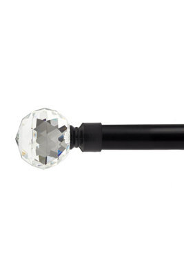 Unknown 16-19mm Cristalla Extendable Eyelet Metal Curtain Pole Set Black 160-300Cm - image 1