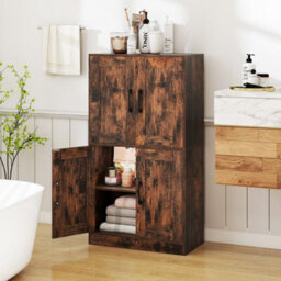 Pantry Cabinet Floor Storage Cabinet With Doors-Brown - thumbnail 5