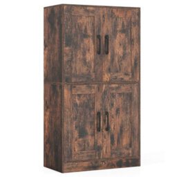 Pantry Cabinet Floor Storage Cabinet With Doors-Brown - thumbnail 1