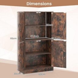 Pantry Cabinet Floor Storage Cabinet With Doors-Brown - thumbnail 2