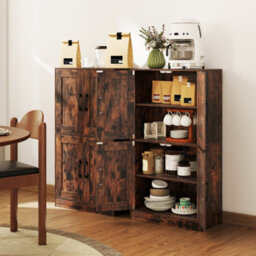 Pantry Cabinet Floor Storage Cabinet With Doors-Brown - thumbnail 3
