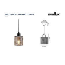 Nordlux Hollywood Glass Pendant Light Retro Clear,mains - thumbnail 6