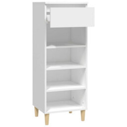 Berkfield Compact Shoe Cabinet White 40X36X105 Cm Engineered Wood - thumbnail 4