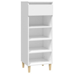 Berkfield Compact Shoe Cabinet White 40X36X105 Cm Engineered Wood - thumbnail 1