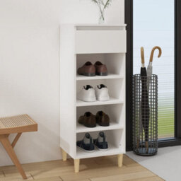 Berkfield Compact Shoe Cabinet White 40X36X105 Cm Engineered Wood - thumbnail 2