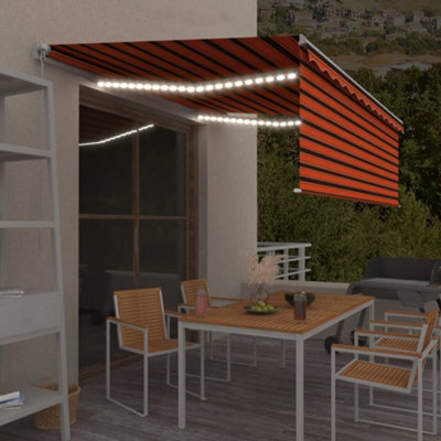 Berkfield Manual Retractable Awning With Blind&led 4X3M Orange&brown - image 1