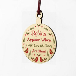 Red Ocean Robins Appear Memorial Christmas Bauble Wood Hanging Decoration Family Gift - thumbnail 6